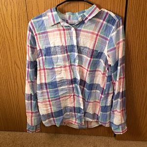 Sonoma Brightly Coloured Plaid Button Down, Medium
